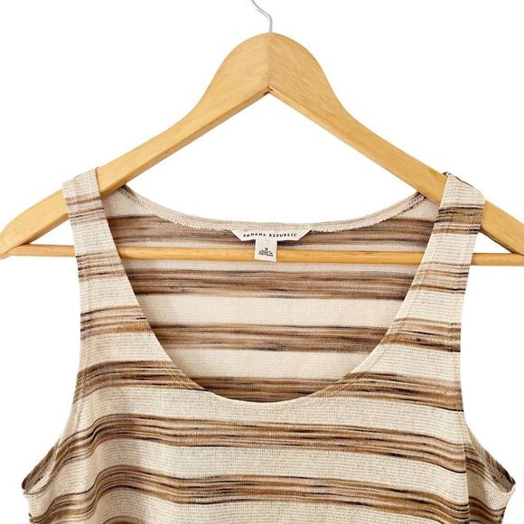 Banana Republic Metallic Gold Brown Striped Scoop Neck Sleeveless Blouse - Picture 3 of 7
